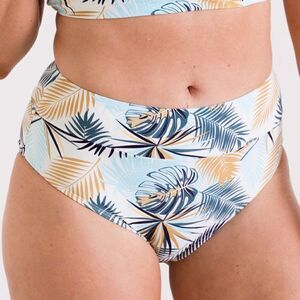 NWT XXL Mid Rise Bikini Swim Bottom Green Palm
